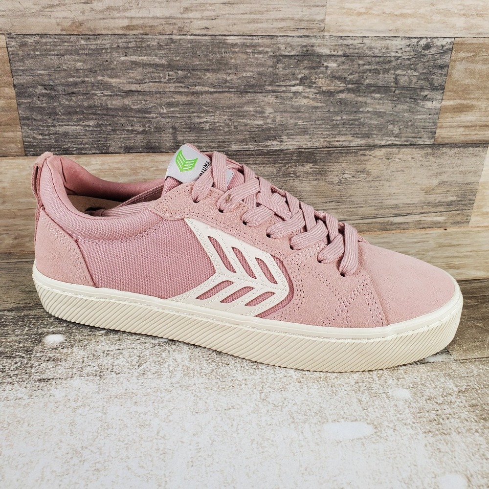 Cariuma Catiba Pro Skate Shoes Womens 10.5 Rose lvory Suede Canvas Sneakers